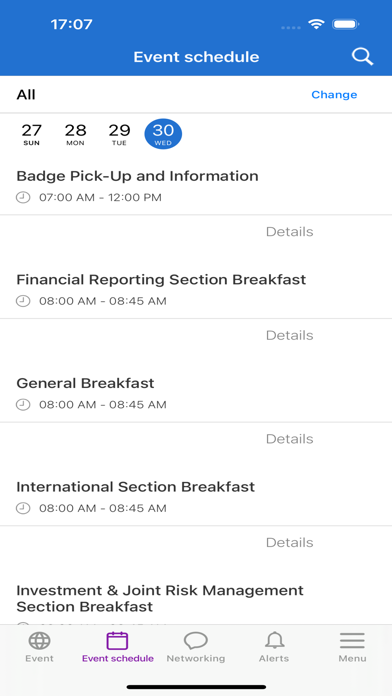 Society of Actuaries Events Screenshot