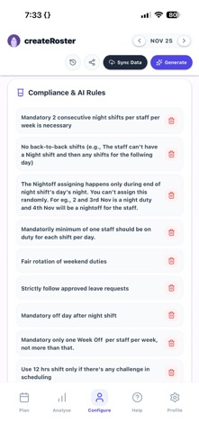 createRoster iPhone screenshot