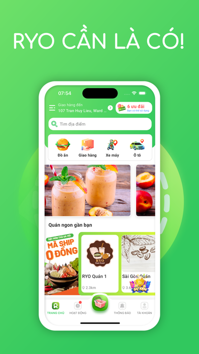 RYO - Giao đồ ăn & Đặt xe Screenshot