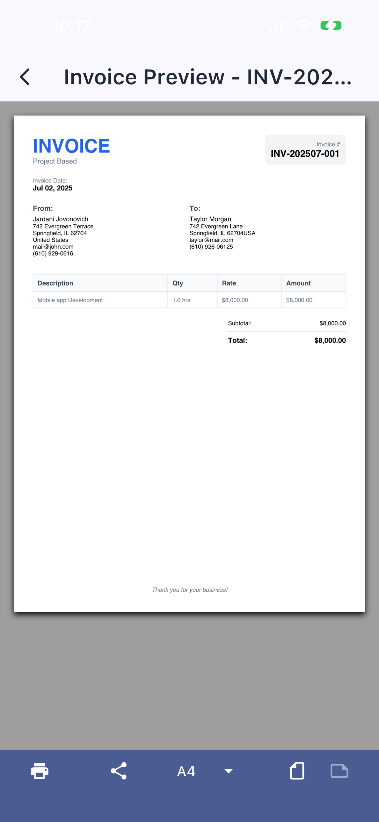 EZ Invoice Generator