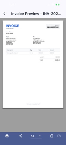 EZ Invoice Generator iPhone screenshot