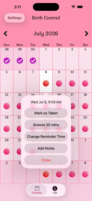 Birth Control Pill Reminder screenshot 4