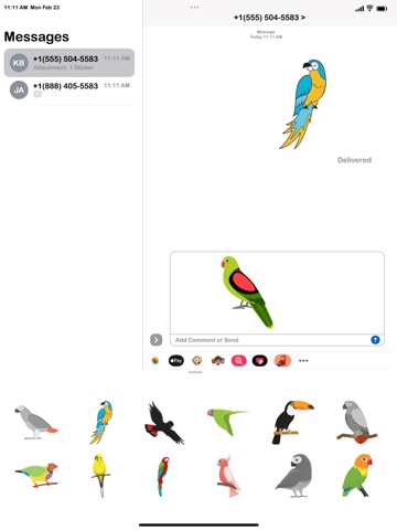 Parrot Stickers For iMessage iPad screenshot