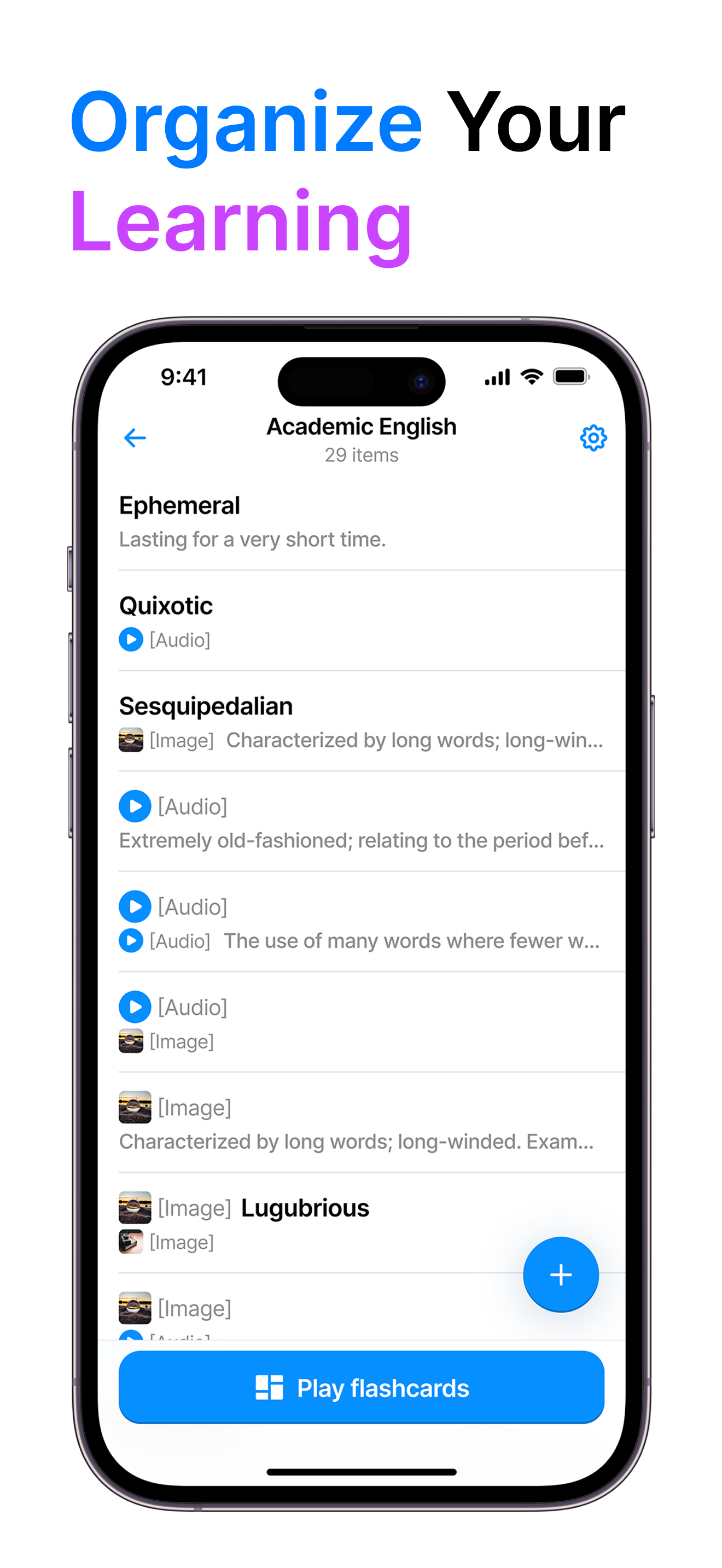 Vocab: study with flashcards