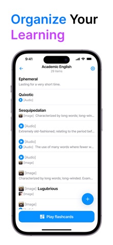 Vocab: study with flashcards screenshot
