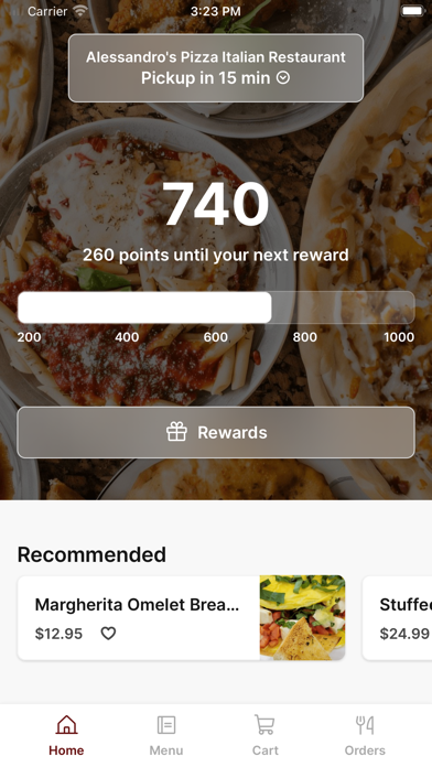 Alessandro's Pizza app screenshot