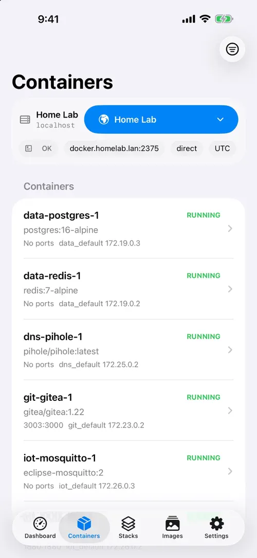 Schermata di Dockhand Mobile 3
