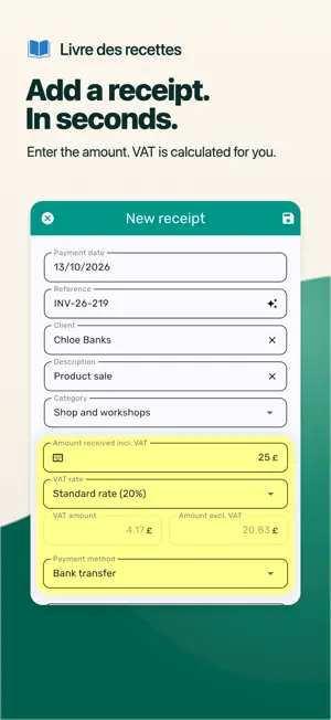 Livre des recettes: Accounting screenshot 3