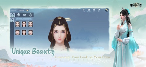 Fate of the Empress - Players can define their beauty with customized appearances, selecting from a wide range of makeup styles and unique headwear recommendations to personalize their character.