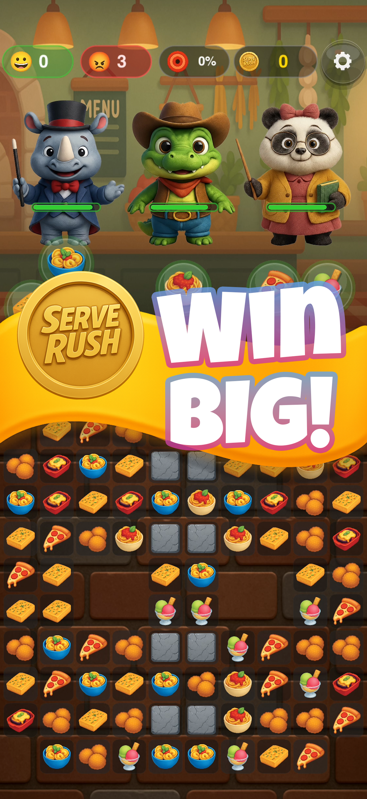 Serve Rush: Match 3 Adventure
