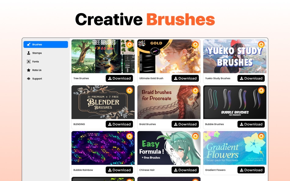 #3. Brushes & Fonts for Procreate! (macOS) Podle: Limits Pushers