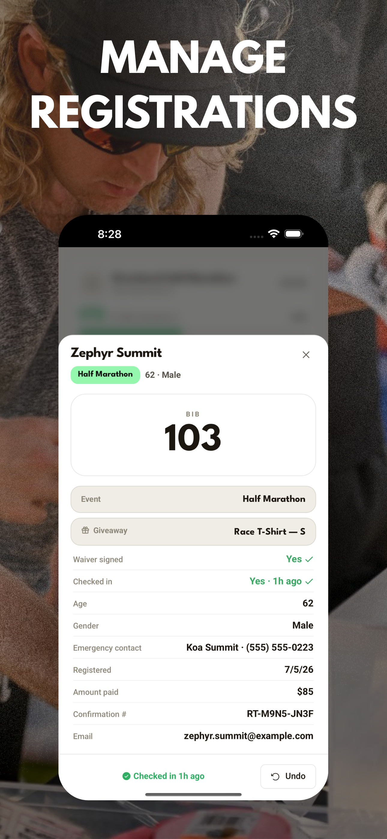 Race Check In screenshot 3