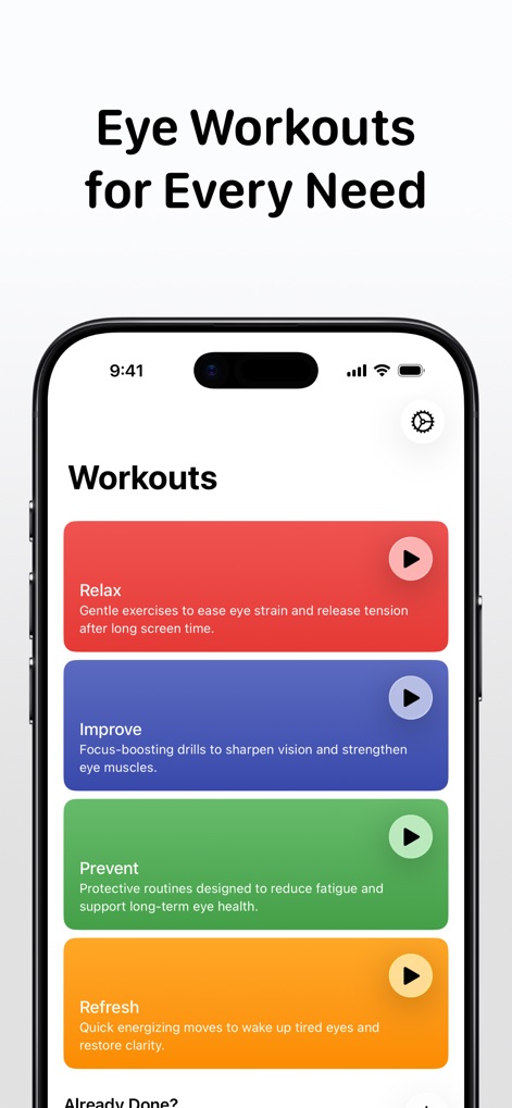 Eye Workout: Recovery Exercise - App de Medicina | MWM