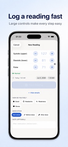 Blood Pressure Log & Pulse Screenshot 2 of 9
