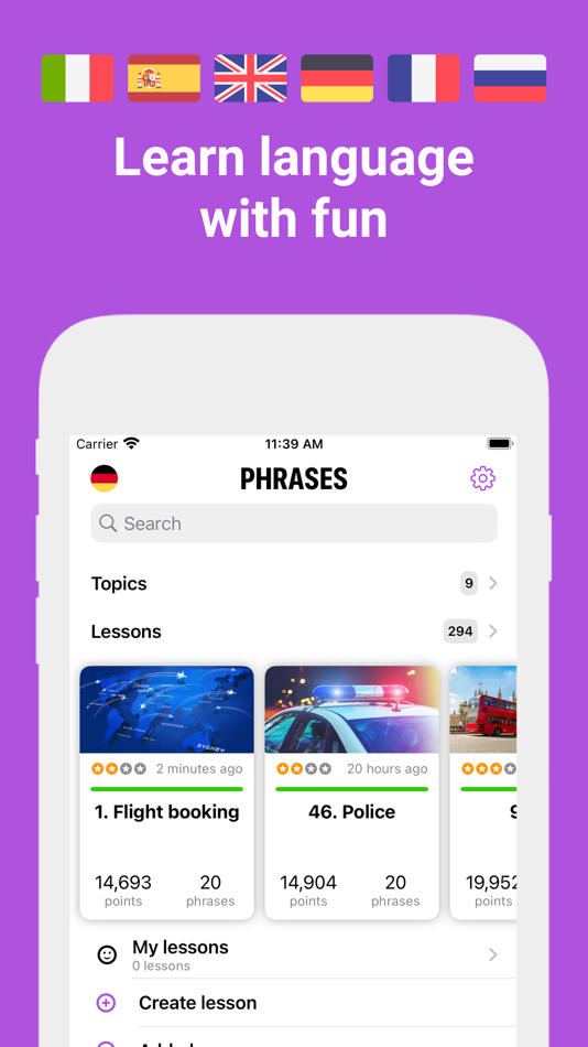 #1. Phrases - Learn Languages Fast (iOS) Ved: Andrey Lebedev