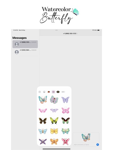 Watercolor Butterfly Stickers iPad screenshot