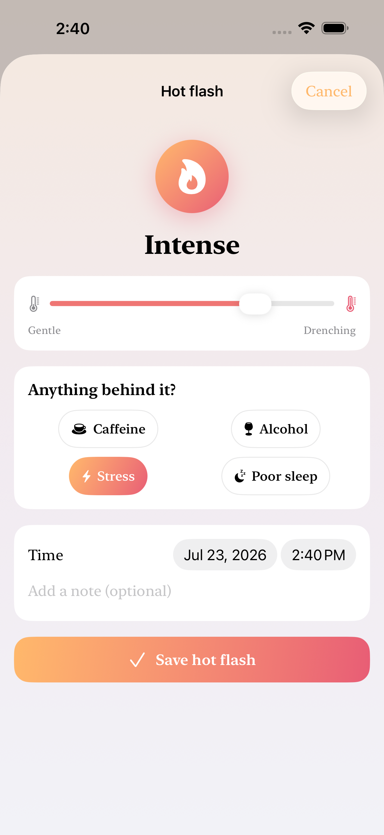 Pausely: Hot Flash Tracker screenshot 2