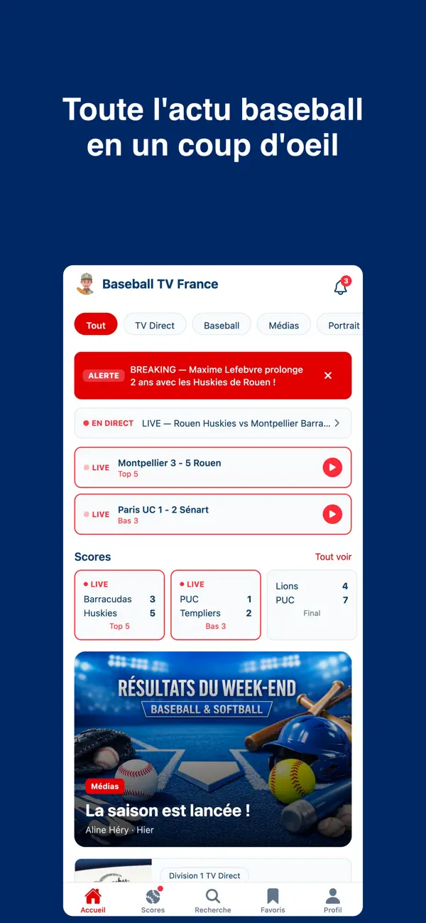 Screenshot #1 pour Baseball TV France