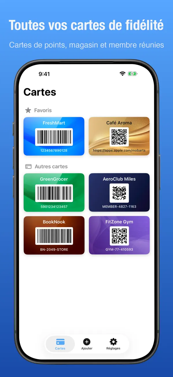 Screenshot #1 pour Cartes Réduc: Codes-barres, QR