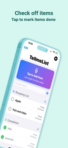 Tellmelist-Voice Shopping List iPhone screenshot