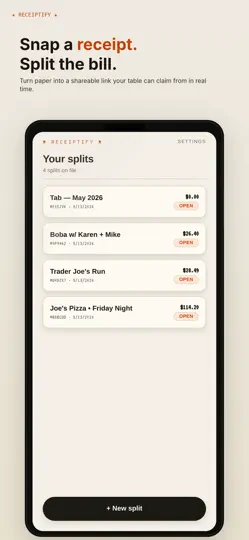 Capture d'écran de Receiptify: Split The Bill sur iPhone 1