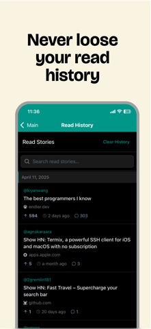 H for Hacker News iPhone screenshot