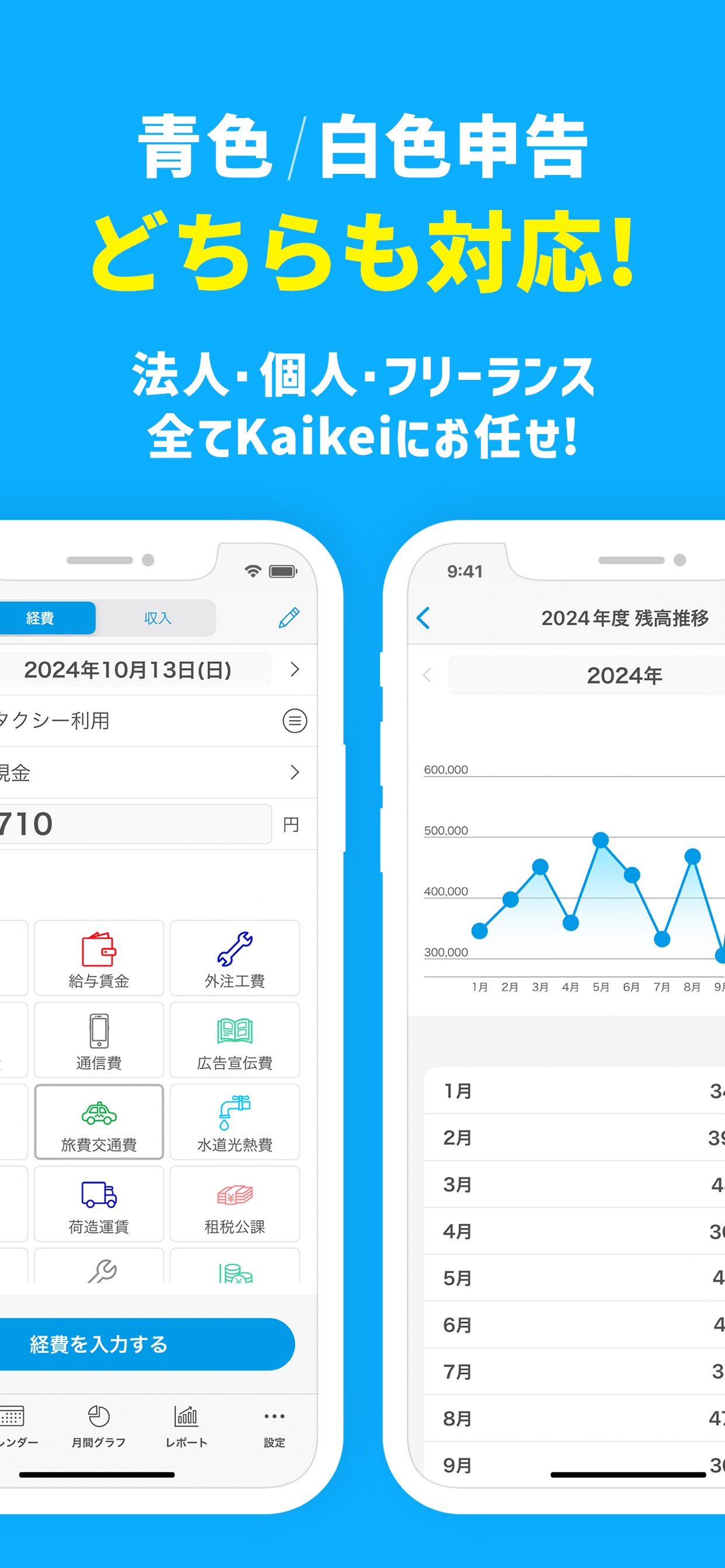 青色/白色申告どちらも対応!