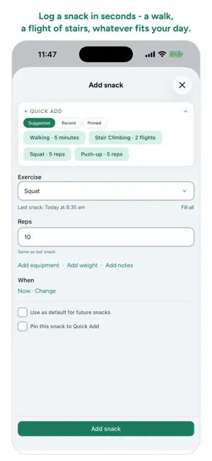Snack App: Exercise Reminders screenshot 2