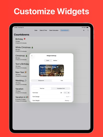 Countdown Widget Days to Event iPad screenshot