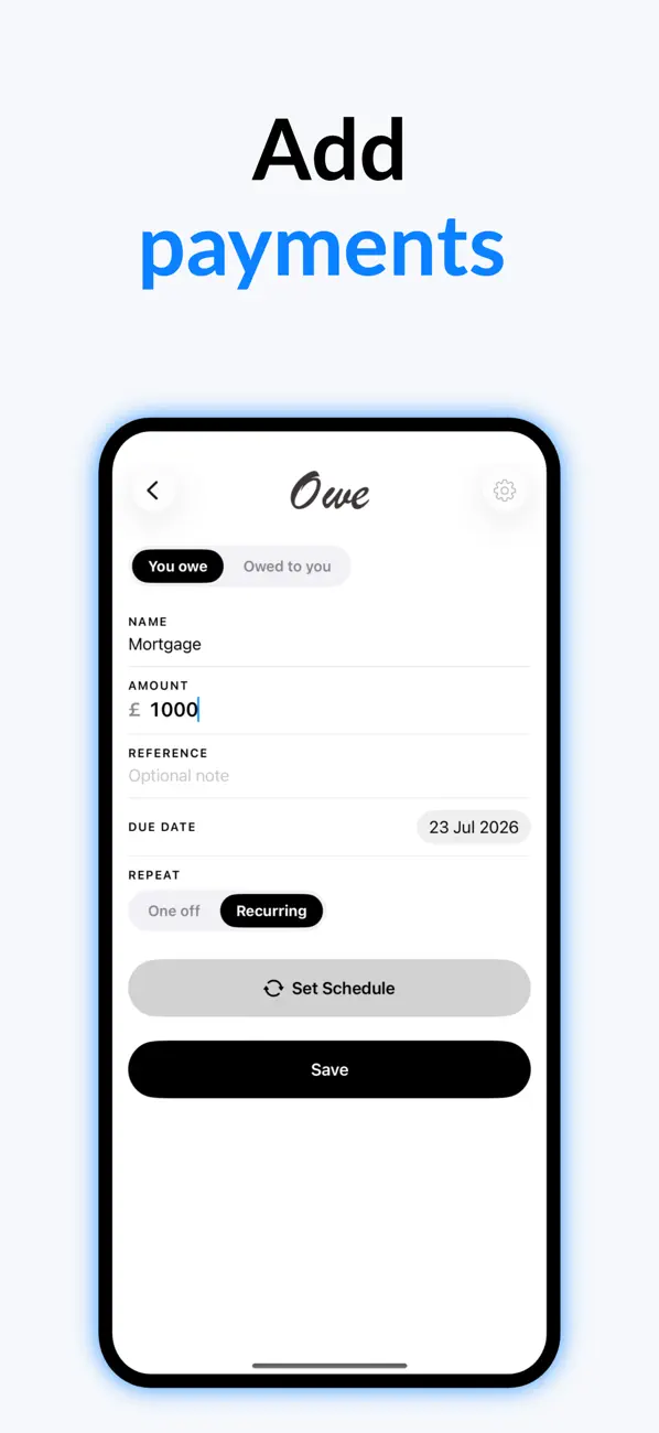 Screenshot #3 pour Owe - Monthly expense tracker