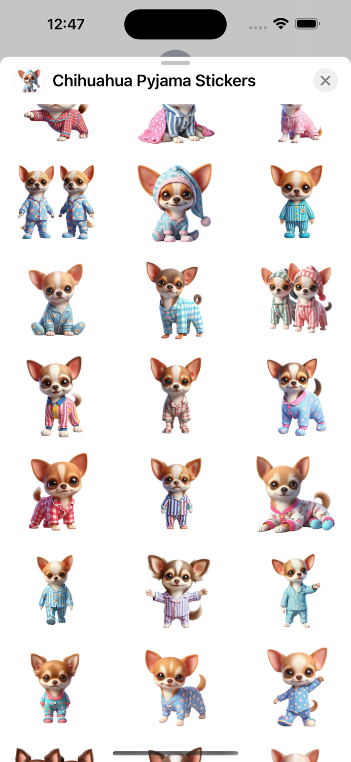 Chihuahua Pyjama Stickers