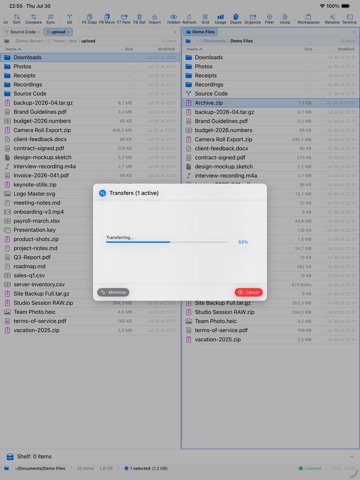 EmpiricCommander File Manager iPad screenshot