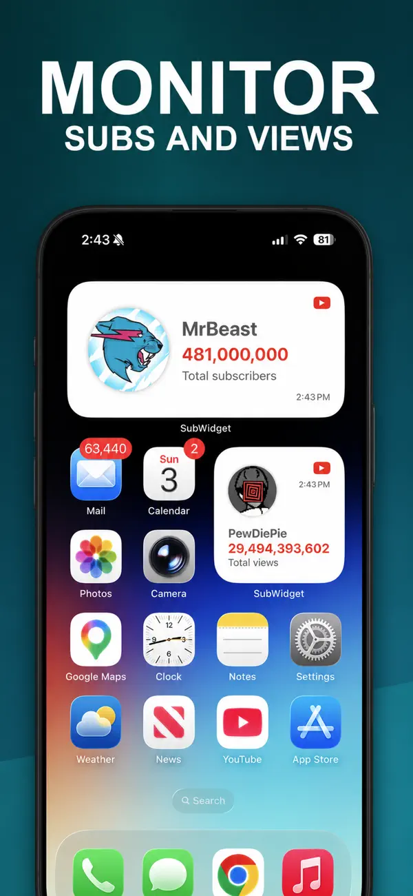 SubWidget: Widget for YT Screenshot 2