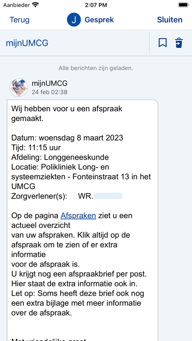 mijnUMCG Screenshot