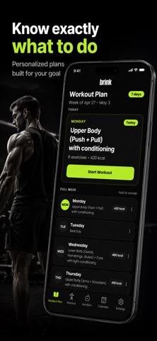 Brink: AI Workout & Macros iPhone screenshot