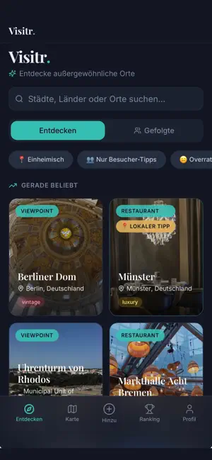 Visitr Travel App screenshot 1