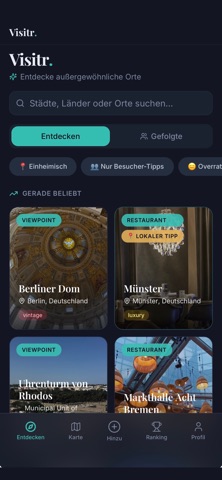 Visitr Travel App iPhone screenshot