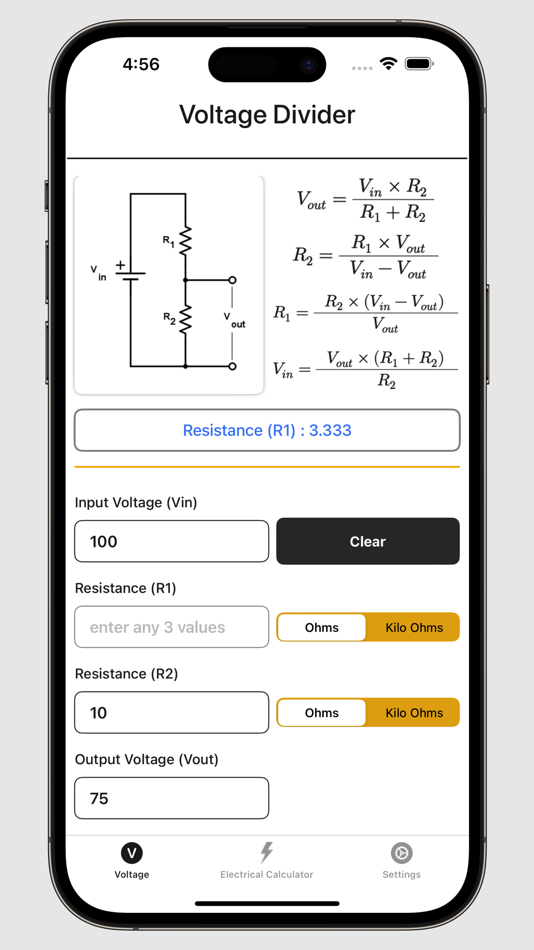 #5. Voltage Divider Calculator (iOS) By: V PUGAZHENTHI
