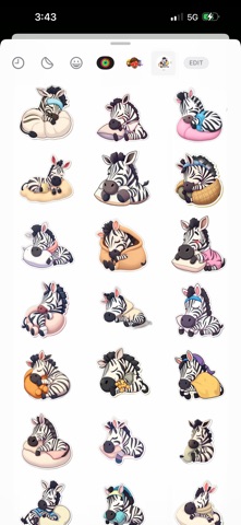 Napping Zebra Stickers Screenshot 2 of 4