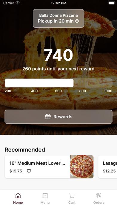 Bella Donna Pizzeria iPhone screenshot 1 - Food & Drink app