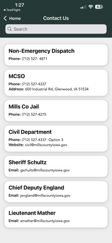 Mills County Sheriff Office IA iPhone screenshot