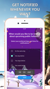 Public holidays calendar screenshot