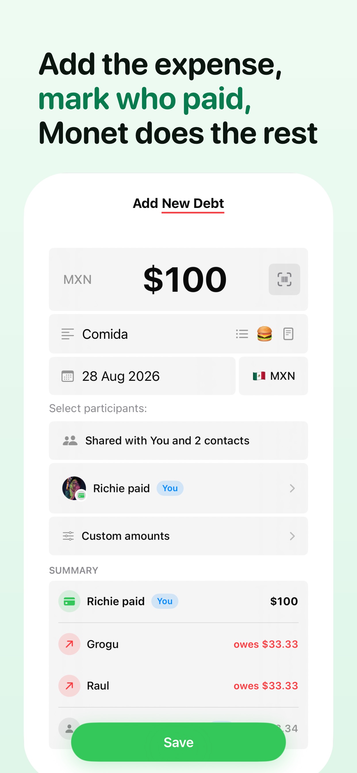 Screenshot 2 of Monet: Split Group Bills