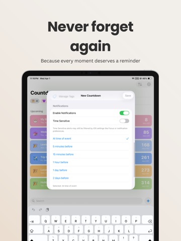 Customizable Countdowns iPad screenshot