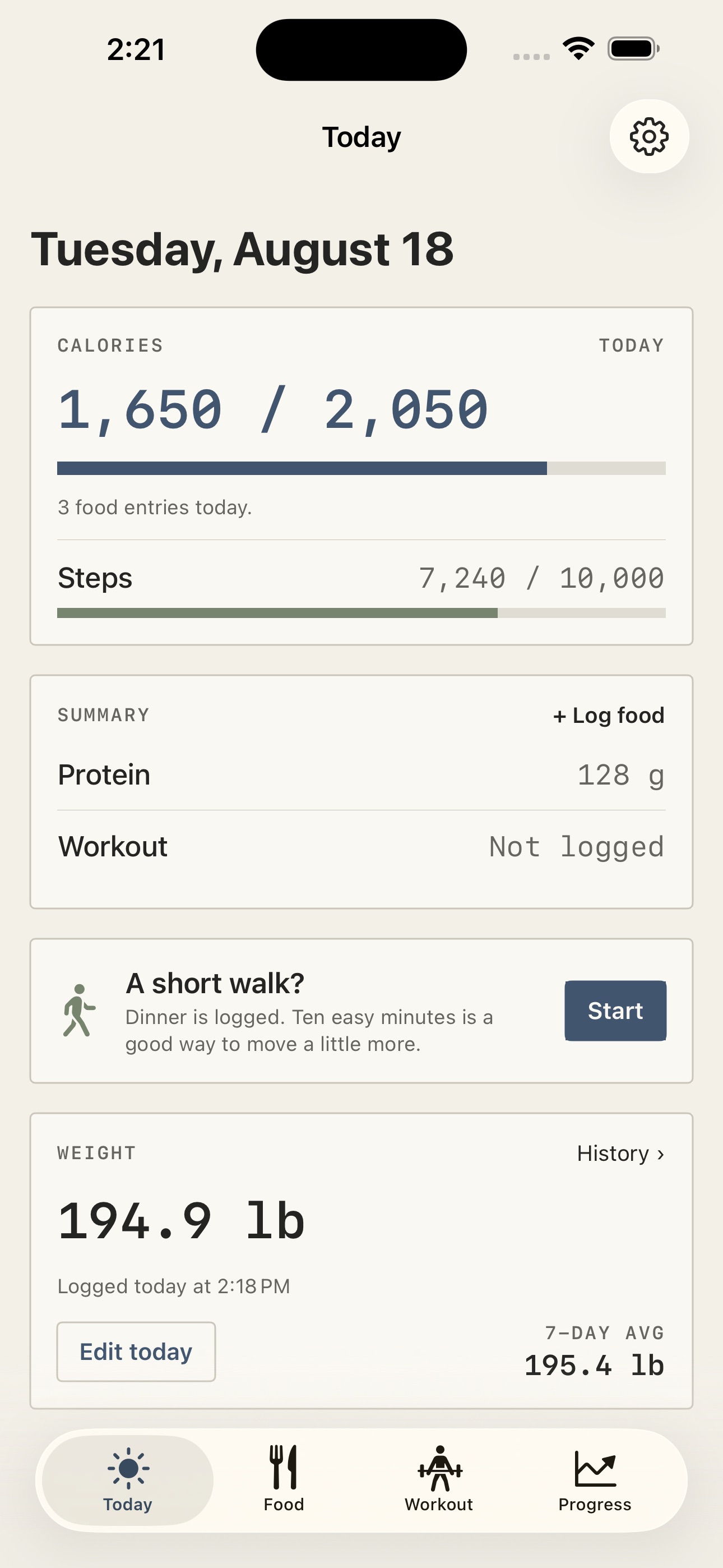Screenshot 1 of FitLog: Simple Fitness Tracker