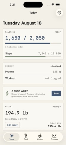 FitLog: Simple Fitness Tracker iPhone screenshot