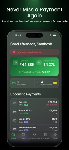 EMI & Subscriptions Tracker screenshot