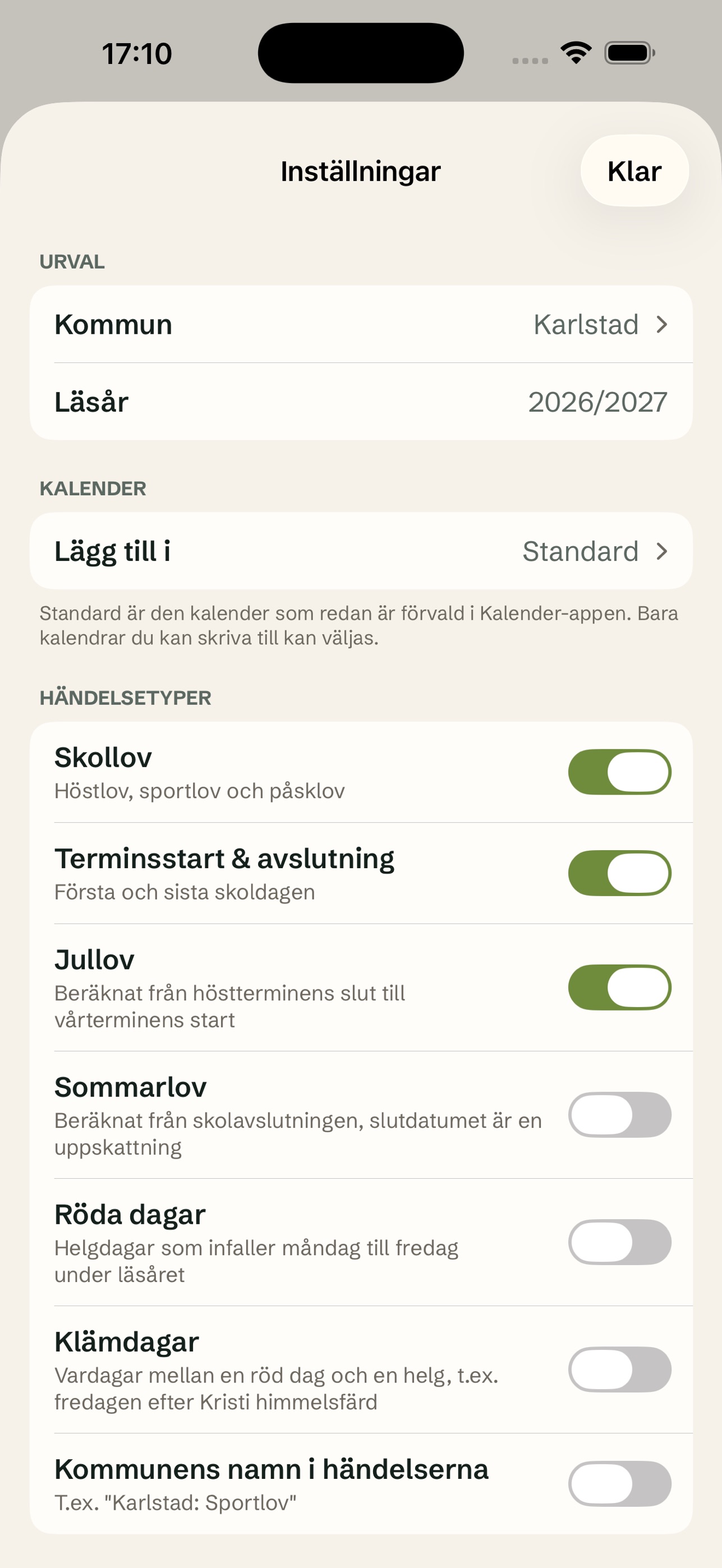 Screenshot 8 of Läsårstider: alla skollov