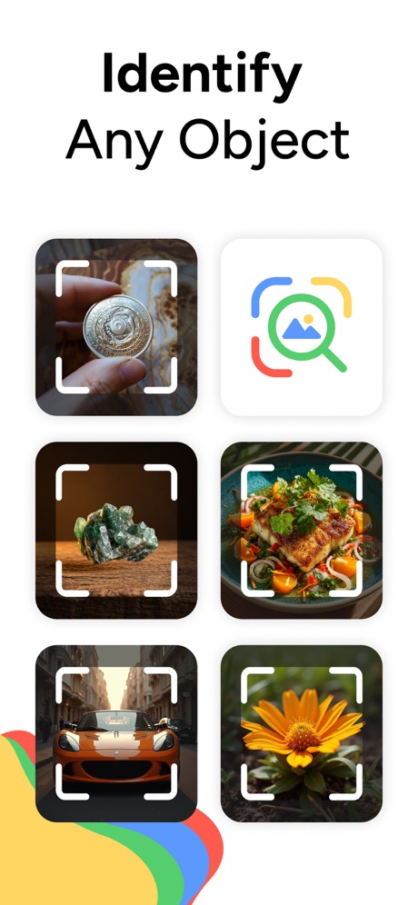 Lens AI & Reverse Image Search App Store screenshot 1, headline “Identify Any Object”. Two or more screens.