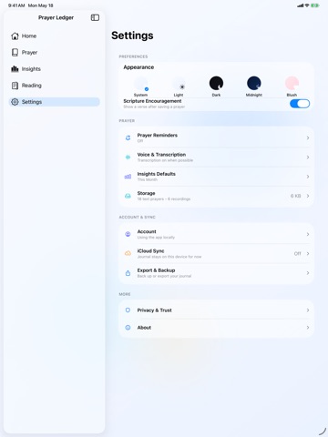 Prayer Ledger iPad screenshot